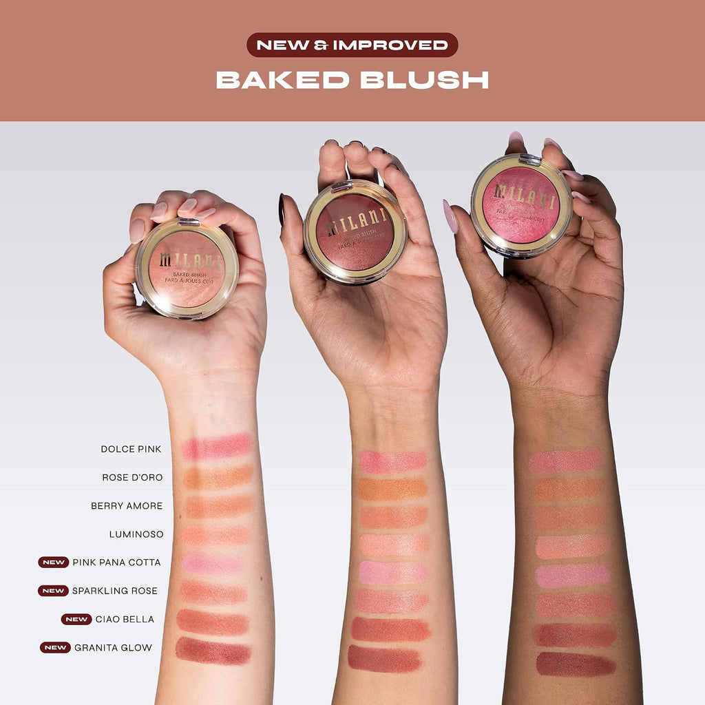 Baked Blush, Updated Powder Blush for Cheeks, Cruelty Free Makeup - Shape, Contour & Highlight Face for a Shimmery or Matte Finish - Sparkling Rosé