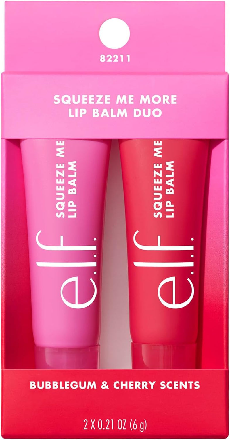 Squeeze Me More Lip Balm Duo, Cherry/Bubblegum | Moisturizing Balm for a Sheer Tint of Color, Made with Hyaluronic Acid, Vegan & Cruelty-Free, Cherry & Bubblegum