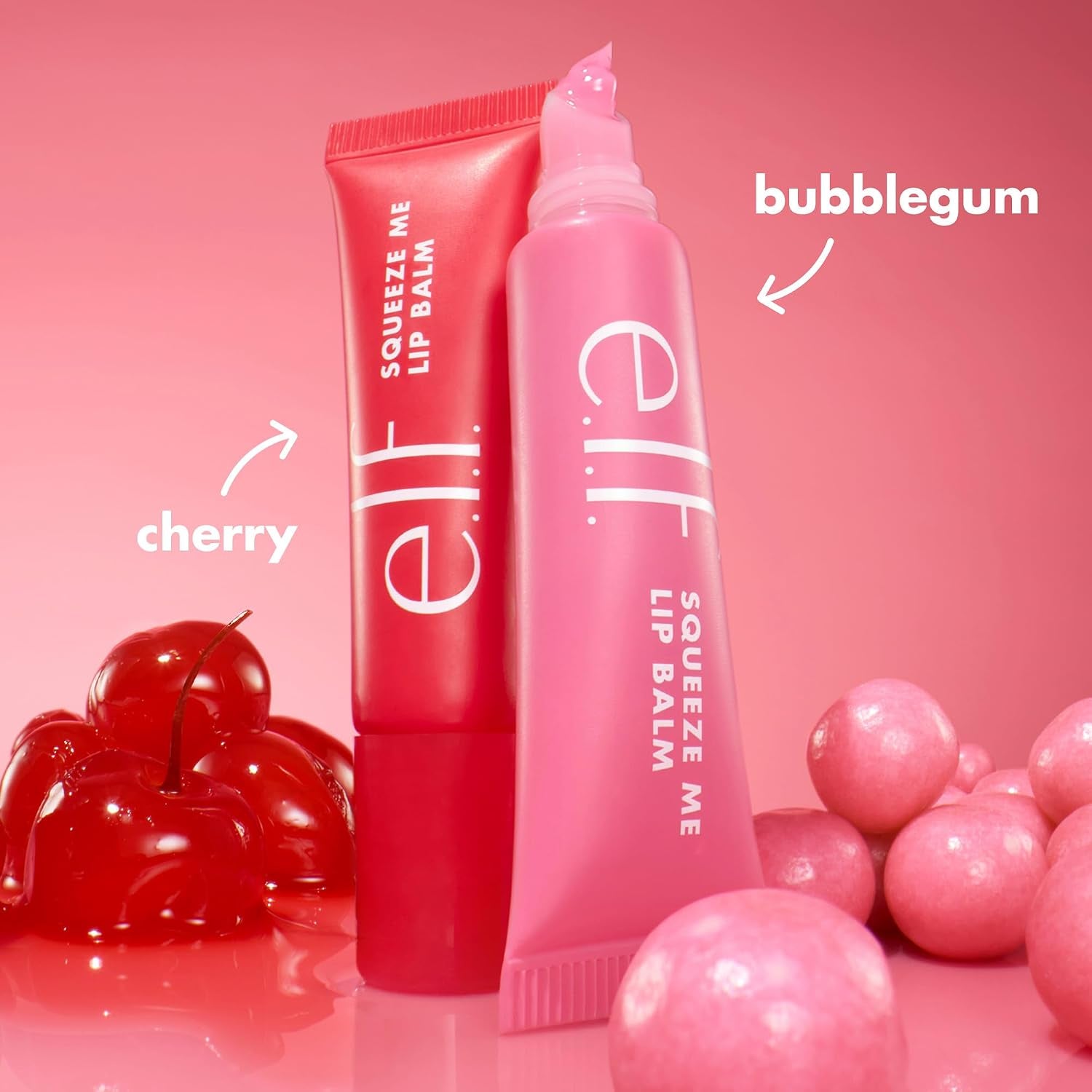 Squeeze Me More Lip Balm Duo, Cherry/Bubblegum | Moisturizing Balm for a Sheer Tint of Color, Made with Hyaluronic Acid, Vegan & Cruelty-Free, Cherry & Bubblegum