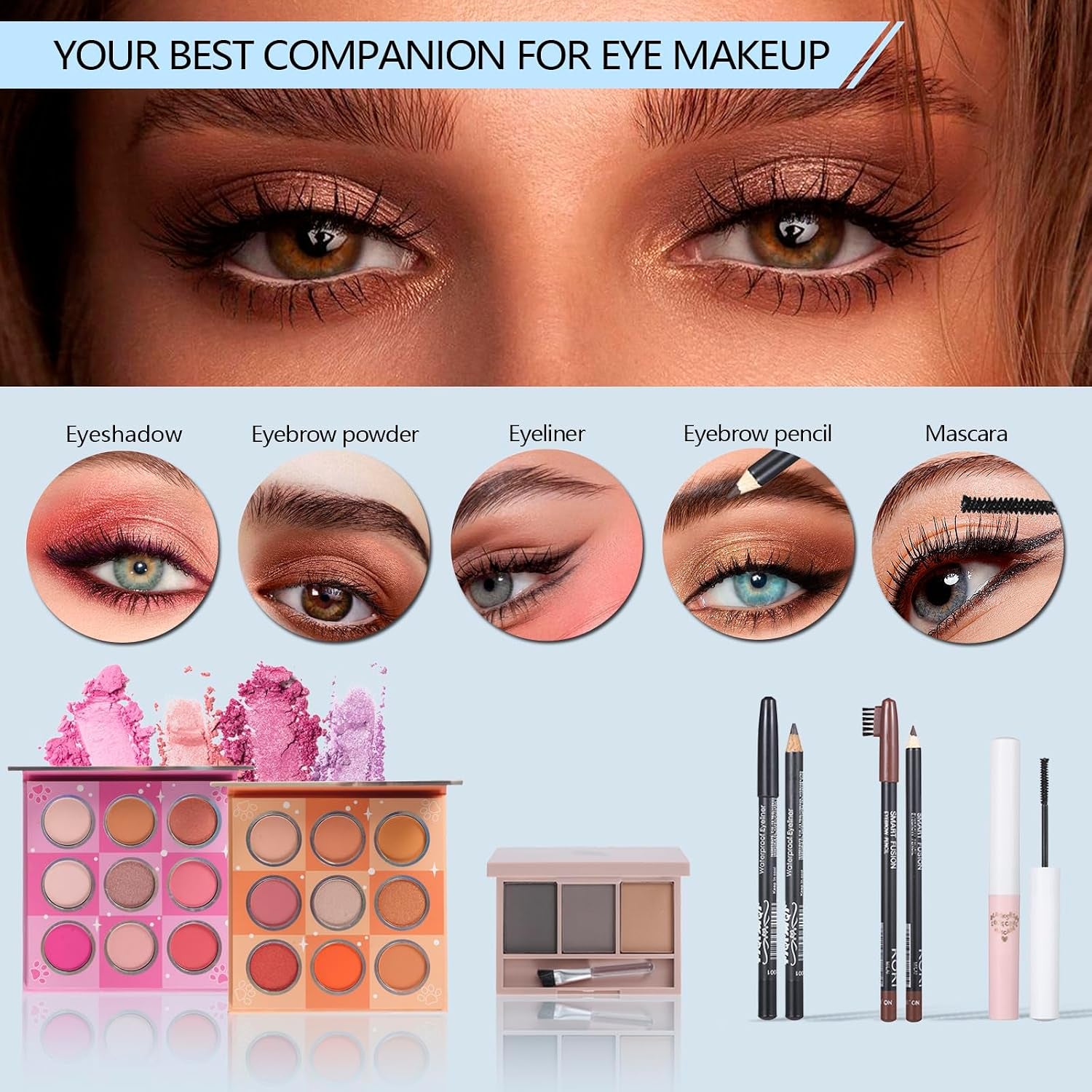 Ultimate 45-in-1 Makeup Kit for Teens: Vibrant Eyeshadow Palettes, Glossy Lip Products, and Essential Brushes in a Stunning Rainbow Carrying Case
