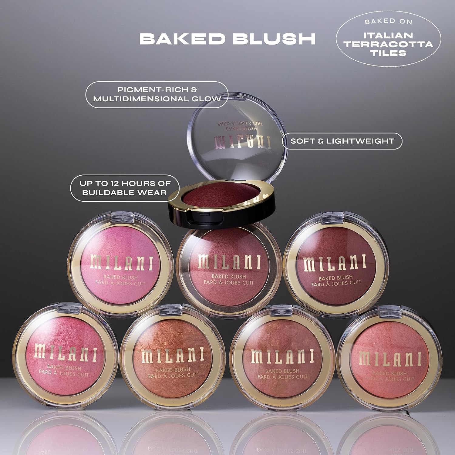 Baked Blush, Updated Powder Blush for Cheeks, Cruelty Free Makeup - Shape, Contour & Highlight Face for a Shimmery or Matte Finish - Sparkling Rosé