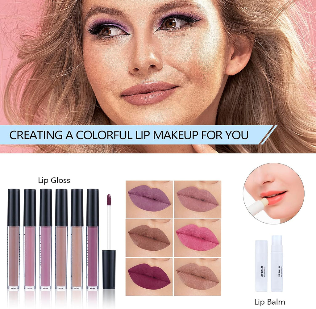 Ultimate 45-in-1 Makeup Kit for Teens: Vibrant Eyeshadow Palettes, Glossy Lip Products, and Essential Brushes in a Stunning Rainbow Carrying Case