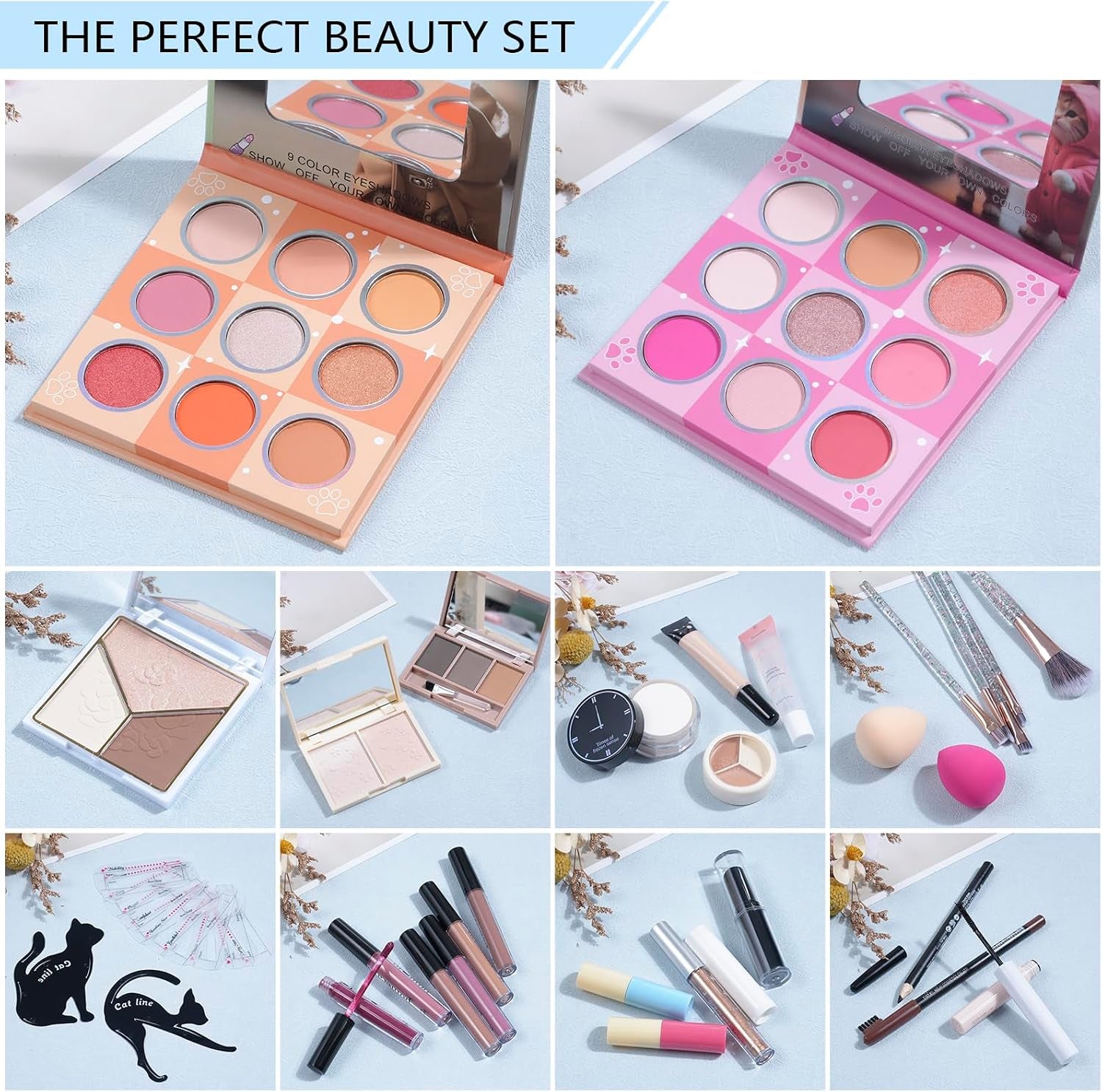 Ultimate 45-in-1 Makeup Kit for Teens: Vibrant Eyeshadow Palettes, Glossy Lip Products, and Essential Brushes in a Stunning Rainbow Carrying Case